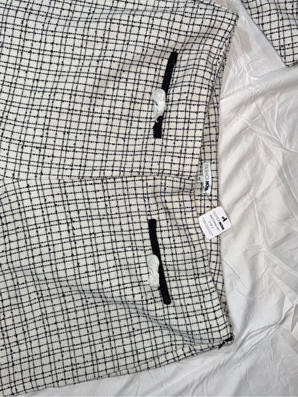 Fashion Nova Tara Tweed Pantsuit Set NWT 2X Cropped Jacket Wide Leg Pants O75 - Picture 8 of 14